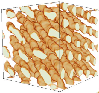 schematic of nuclear pasta in the deep crust of a neutron star