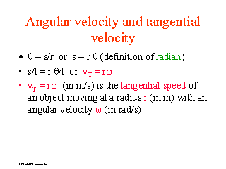 Angular velocity and tangential velocity