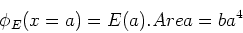 \begin{displaymath}\phi_E (x=a) = E(a). Area = ba^4
\end{displaymath}