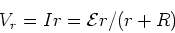 \begin{displaymath}V_r = I r = {{\cal{E}} r/(r+R)}
\end{displaymath}