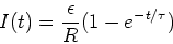 \begin{displaymath}I(t) = {\epsilon\over R} (1-e^{-t/\tau})
\end{displaymath}