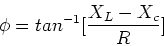 \begin{displaymath}\phi = tan^{-1}[{X_L -X_c\over R}]
\end{displaymath}