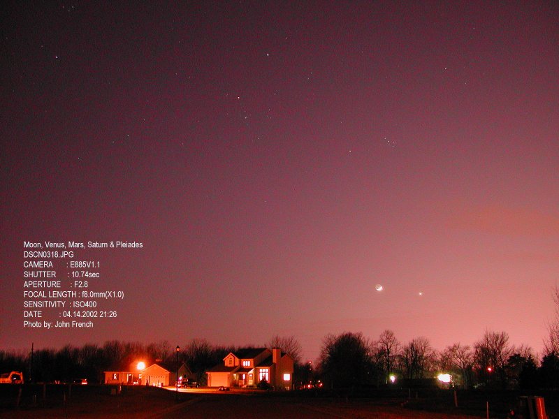 Moon Venus Mars Saturn pleiades