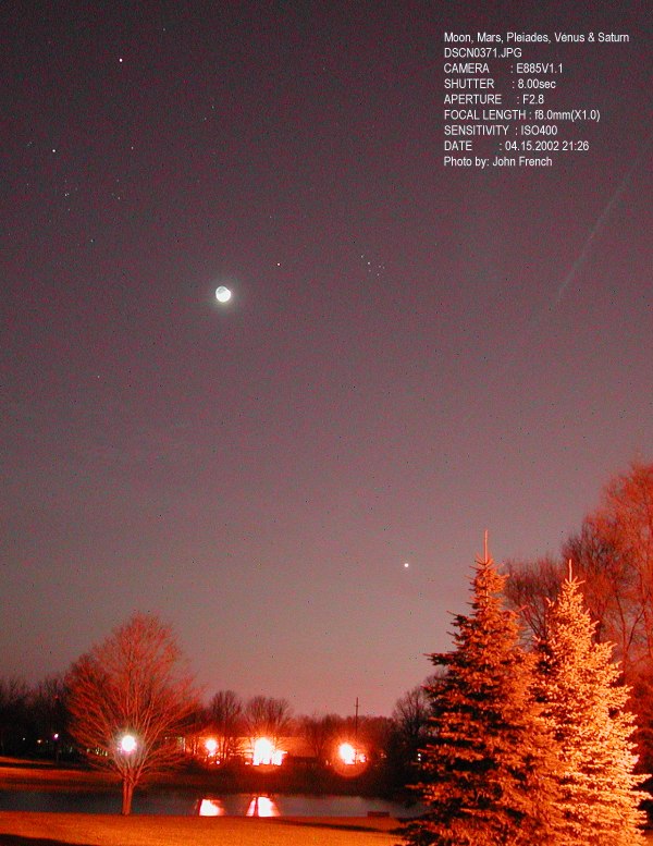 Moon Mars Pleiades,Venus