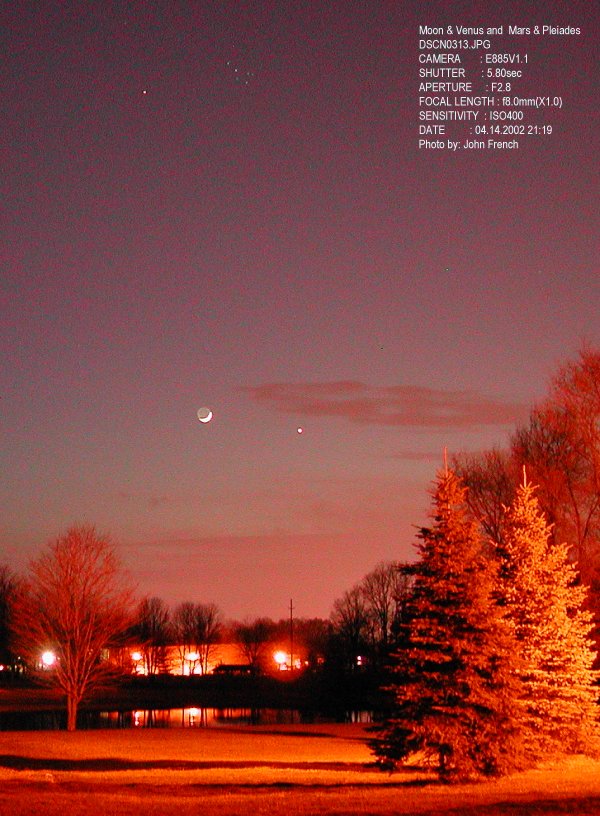 Moon Venus Mars Pleiades